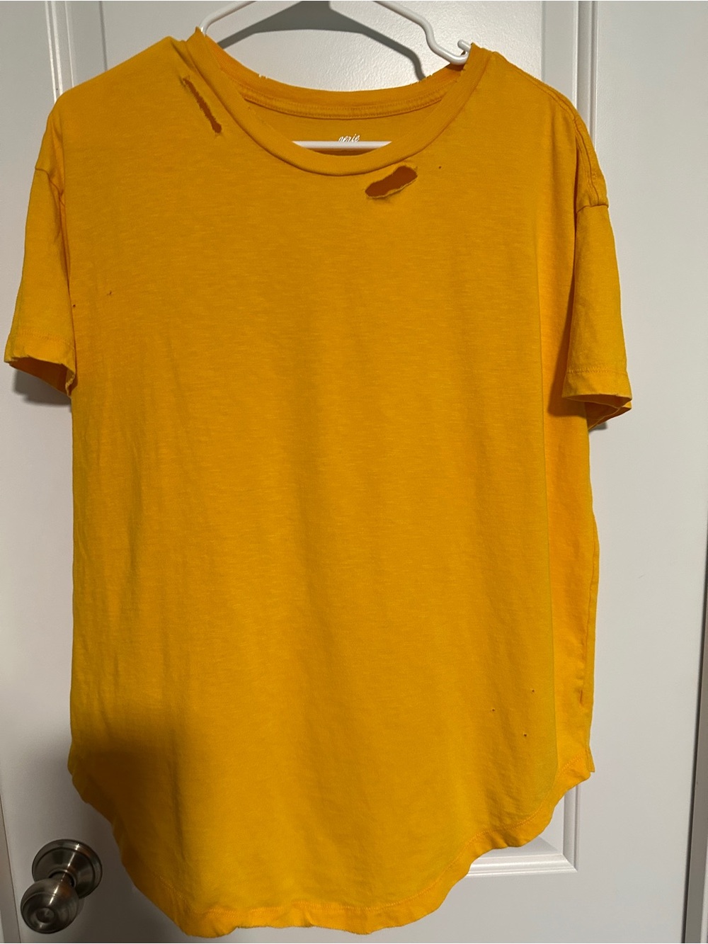 aerie Yellow Short Sleeve Crewneck Tee